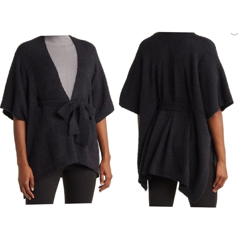 Vince Camuto Cozy Belted Ruana Open Front Cape/Kimono